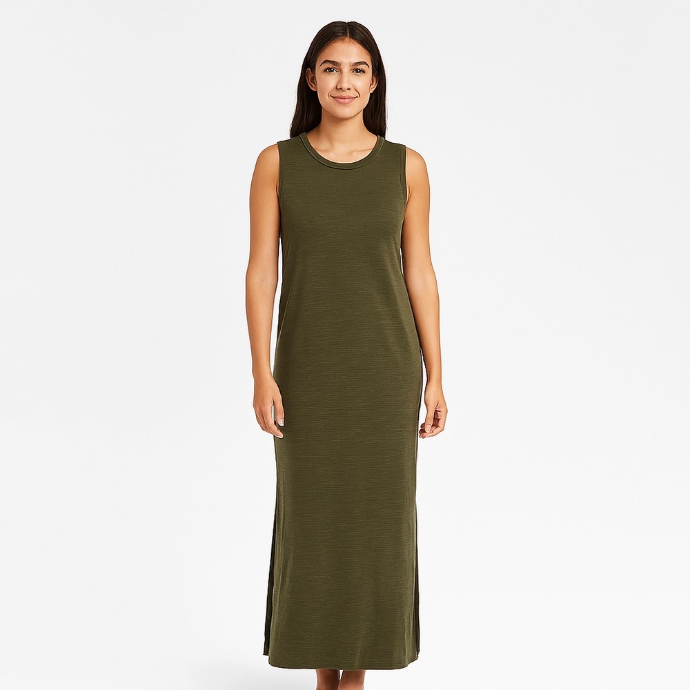 Nicole Miller - Olive Green Sleeveless Maxi Dress. Size Medium EUC